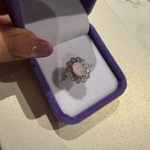 White opal stone on copper ring